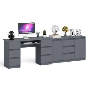 Комод-тумба Мори МК1200.3 со столом компьютерным двухтумбовым МС-2 цвет графит