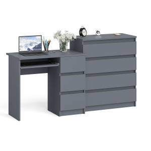 Стол компьютерный с ящиками МС-6 правый с комодом МК800 4 ящика Мори цвет графит