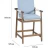Кресло полубарное деревянное с подушками Apoyo грецкий орех, голубой 620х605х1005 мм