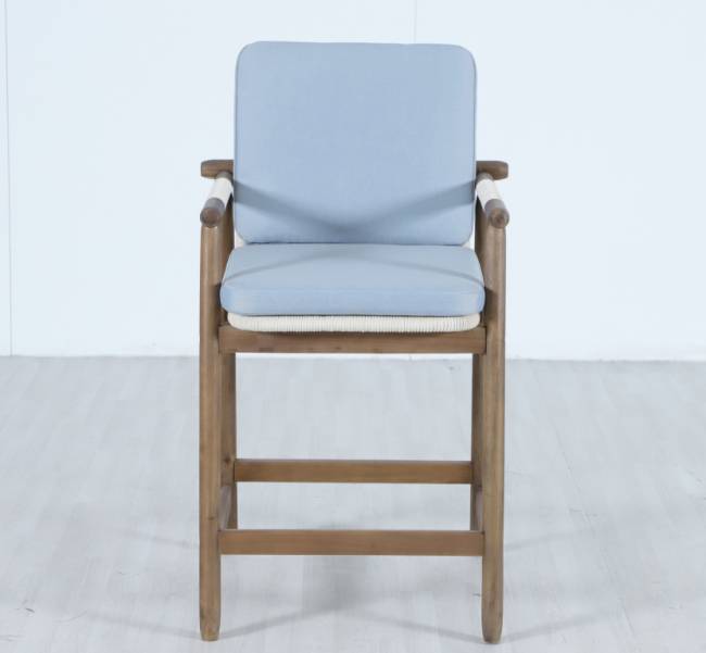 Кресло полубарное деревянное с подушками Apoyo грецкий орех, голубой 620х605х1005 мм
