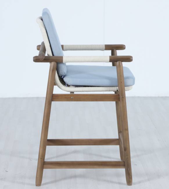 Кресло полубарное деревянное с подушками Apoyo грецкий орех, голубой 620х605х1005 мм