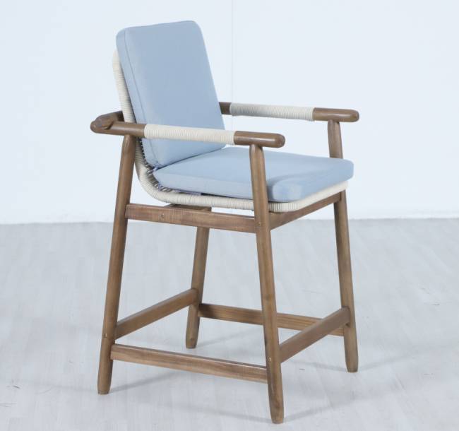 Кресло полубарное деревянное с подушками Apoyo грецкий орех, голубой 620х605х1005 мм