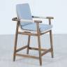 Кресло полубарное деревянное с подушками Apoyo грецкий орех, голубой 620х605х1005 мм