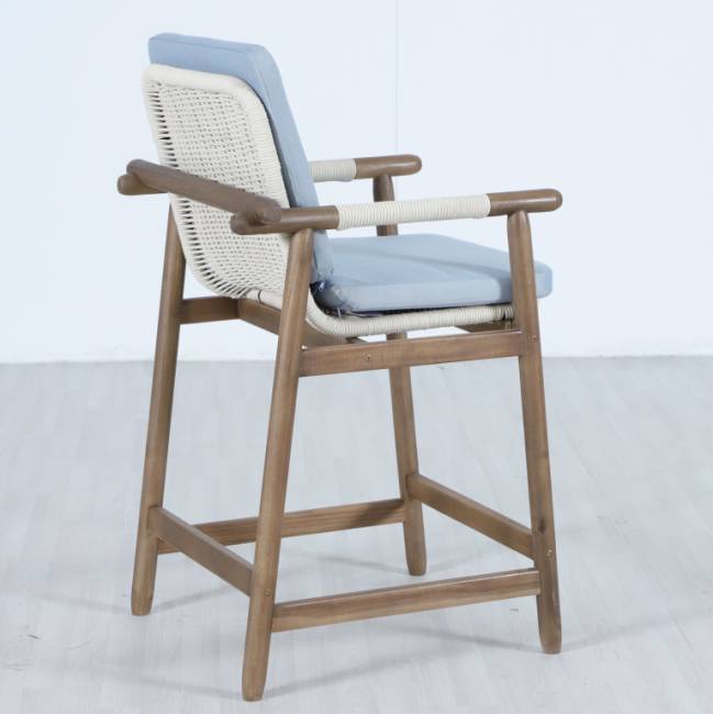 Кресло полубарное деревянное с подушками Apoyo грецкий орех, голубой 620х605х1005 мм