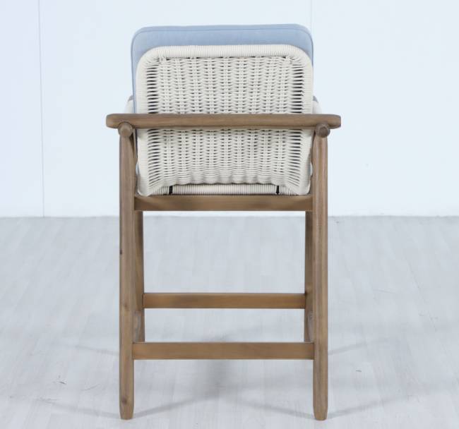 Кресло полубарное деревянное с подушками Apoyo грецкий орех, голубой 620х605х1005 мм