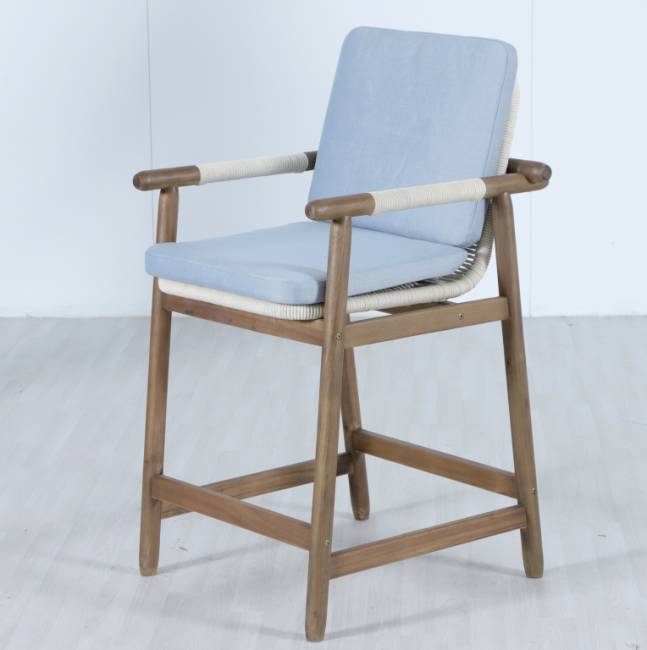 Кресло полубарное деревянное с подушками Apoyo грецкий орех, голубой 620х605х1005 мм