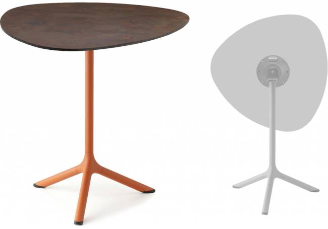 Стол ламинированный обеденный складной Tripe Folding терракотовый, кортен 640х640х740 мм