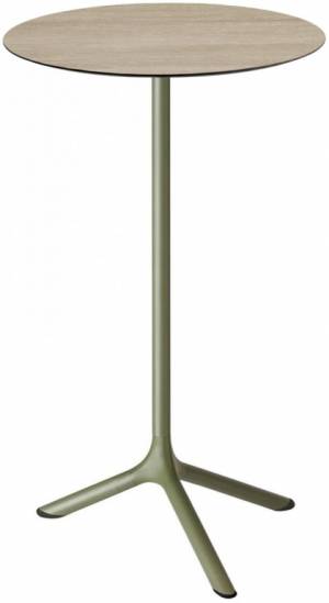 Стол ламинированный барный Tripe оливковый, состаренный дуб тортора Ø600х1100 мм