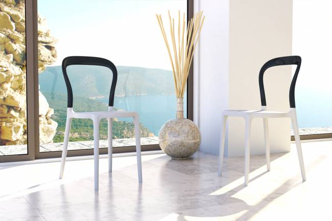 Стул пластиковый Mr Bobo белый, черный 420х500х850 мм