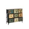 Комод Leset Лунет 9 ящ. Чёрный Мульти зеленый