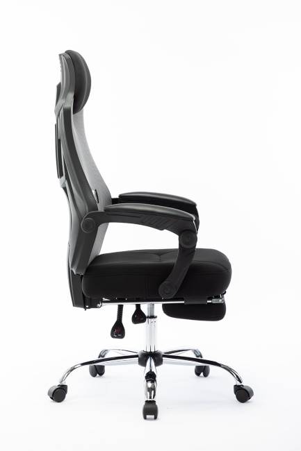 Кресло офисное / 007 Нью / 007 NEW / черный пластик / черная ткань / черная сетка