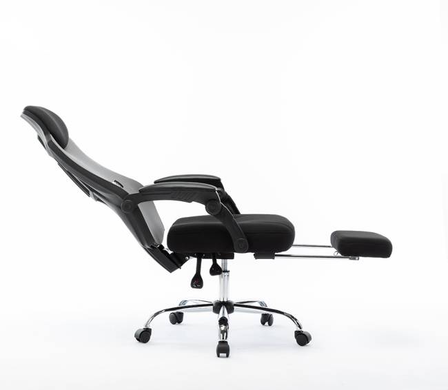 Кресло офисное / 007 Нью / 007 NEW / черный пластик / черная ткань / черная сетка