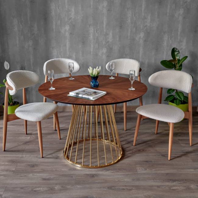 Стул Lucas латте букле с ножками цвета орех Стул Lucas латте букле с ножками цвета орех