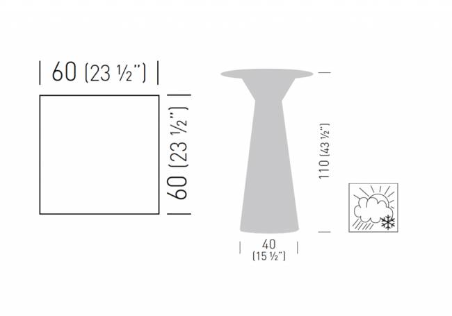 Стол ламинированный барный Roller Table 600х600х1100 мм