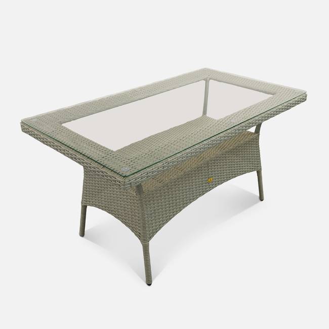 Стол Kipr 1400х820 СТ (с упаковкой) Лунный свет, RAL 7030, CT.Прозрачное