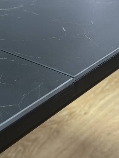 Стол керамический Alfa 120-165*80*76 черный мрамор/черный