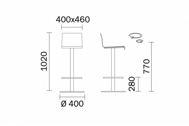 Стул пластиковый барный Kuadra 400х460х1020 мм