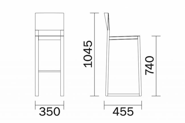 Стул деревянный барный Brera винтажный венге 350х455х1045 мм