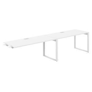 AG.196.WH.L.72.WH / Рабочая станция комбо s-b-s 3200х700х750 / профиль О-образный: 70х20 белый; лючок: серебро; столешница: белый