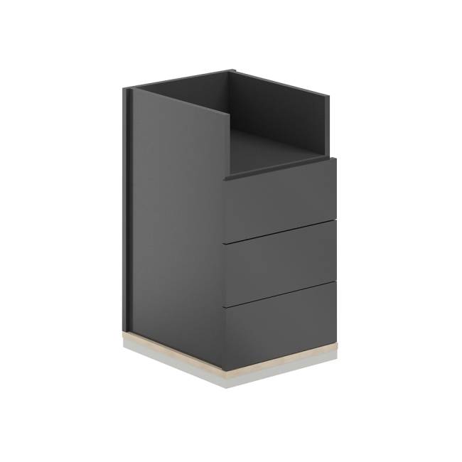 AG.284.AN.AR.AN / Тумба приставная 3 ящ. метаб.+ниша / корпус:антрацит, топ/дно:ак.равелло, фасады:антрацит