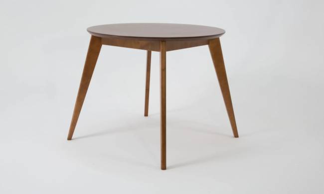 Стол Сканди К 90 орех со стульями Франк орех рогожка синий