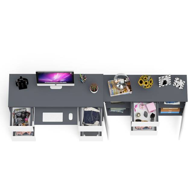 Комод-тумба Мори МК1200.3 со столом компьютерным двухтумбовым МС-2 цвет графит/белый