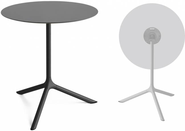 Стол ламинированный обеденный складной Tripe Maxi Folding черный, антрацит Ø800х740 мм