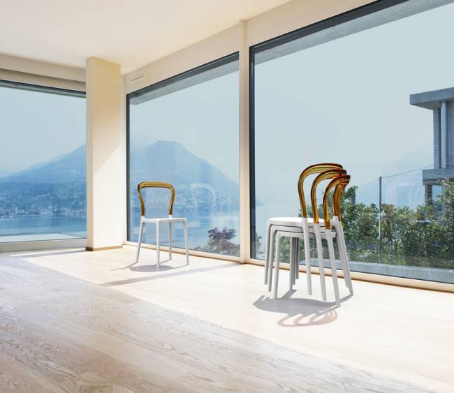 Стул пластиковый Mr Bobo белый, янтарный 420х500х850 мм