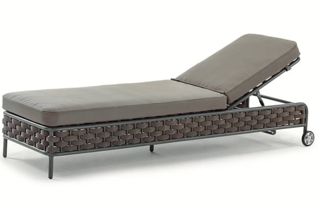 Лежак плетеный с матрасом Panama антрацит, коричневый, тортора 2000x700x930 мм