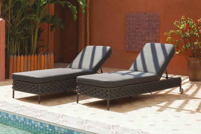 Лежак плетеный с матрасом Panama антрацит, коричневый, тортора 2000x700x930 мм