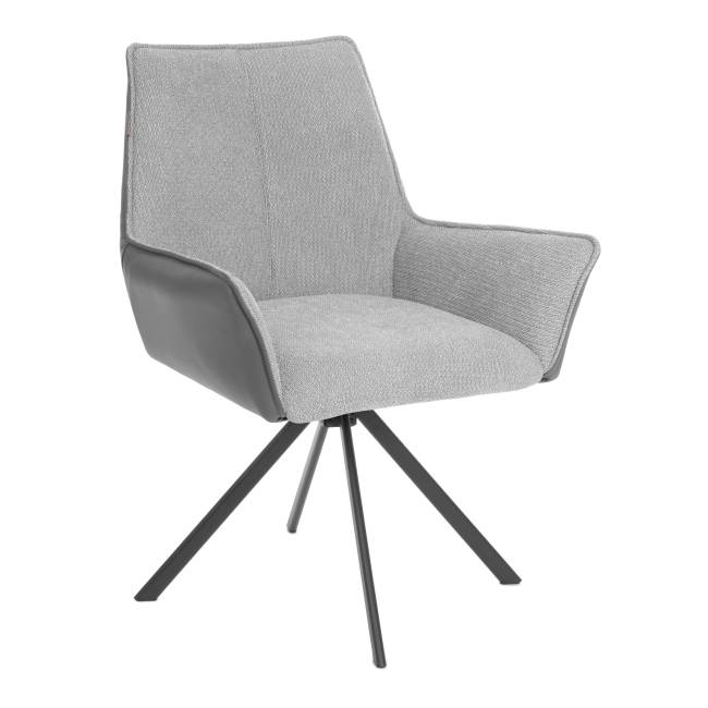 Кресло Murano/Мурано опора 360, велюр/букле (HYP) /экокожа, светло-серый/графит серый велюр/букле (HYP)/Экокожа