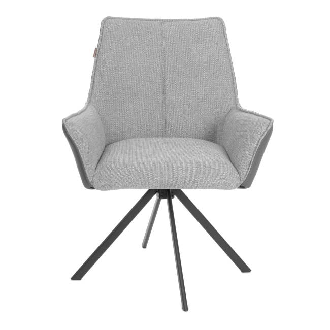 Кресло Murano/Мурано опора 360, велюр/букле (HYP) /экокожа, светло-серый/графит серый велюр/букле (HYP)/Экокожа