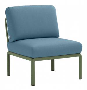 Модуль центральный пластиковый с подушками Komodo Elemento Centrale агава, синий 720х780х880 мм