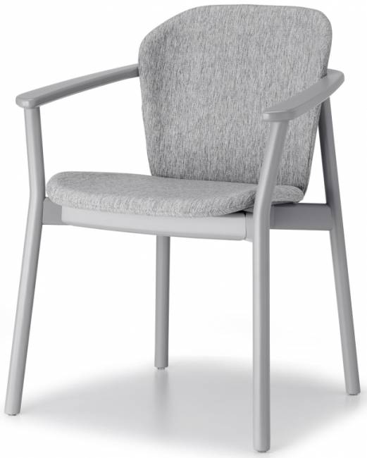 Кресло деревянное с обивкой Natural Finn матовый серый бук, светло-серый 600х560х790 мм