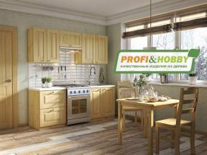 Кухня 2 х 2.14 м, массив сосны, бесцветный лак