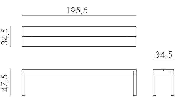 Скамейка металлическая Rio Bench тортора 1995х345х475 мм