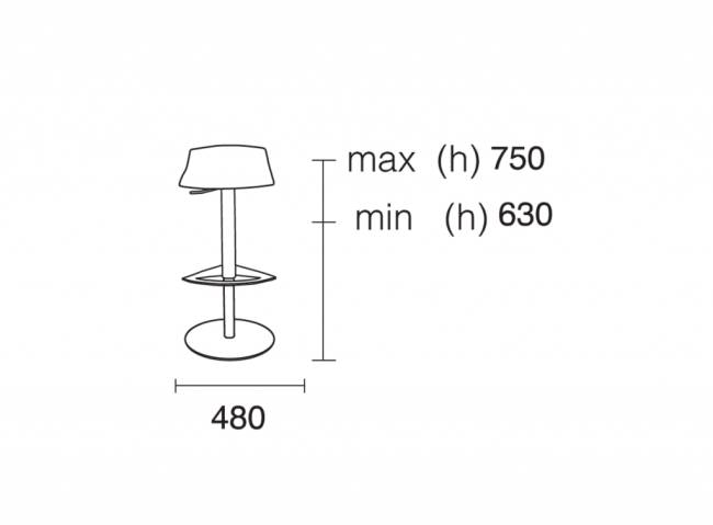Табурет пластиковый барный X-Treme B полированный, хромированный, белый 480х480х750-870 мм