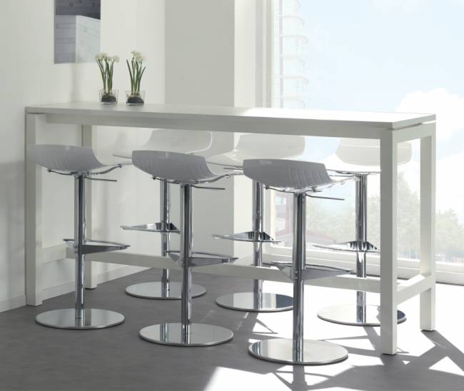 Табурет пластиковый барный X-Treme B полированный, хромированный, белый 480х480х750-870 мм