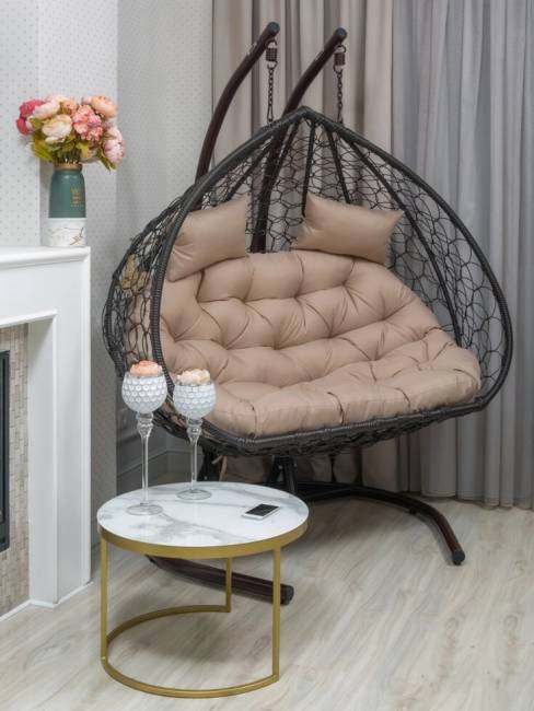 Подвесное двухместное кресло из искусственного ротанга "BUENO GRANDE", коричневый