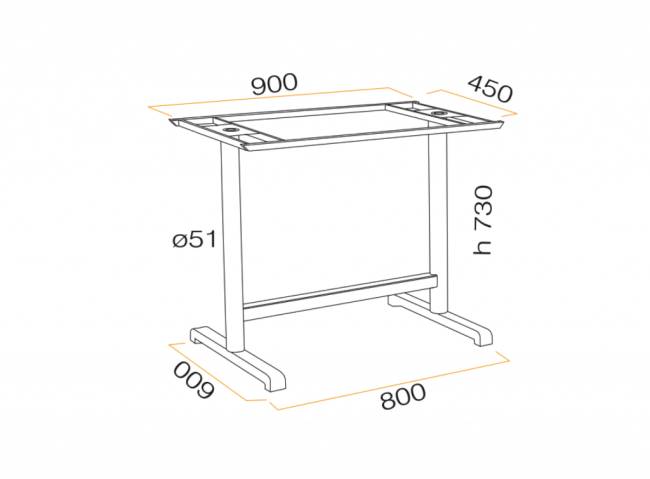 Подстолье металлическое двойное Plus II 800х600х730 мм