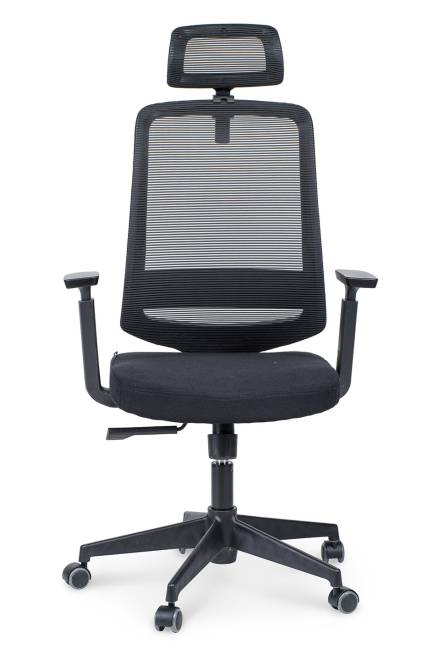 Кресло офисное / Лондон офис black plastic / черный пластик / черная сетка / черная ткань