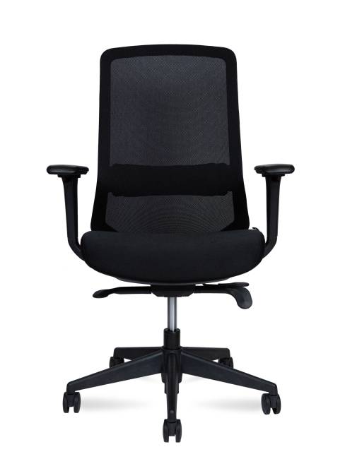 Кресло офисное / Комо LB блэк / Como LB black / черный пластик / черная сетка / черная ткань