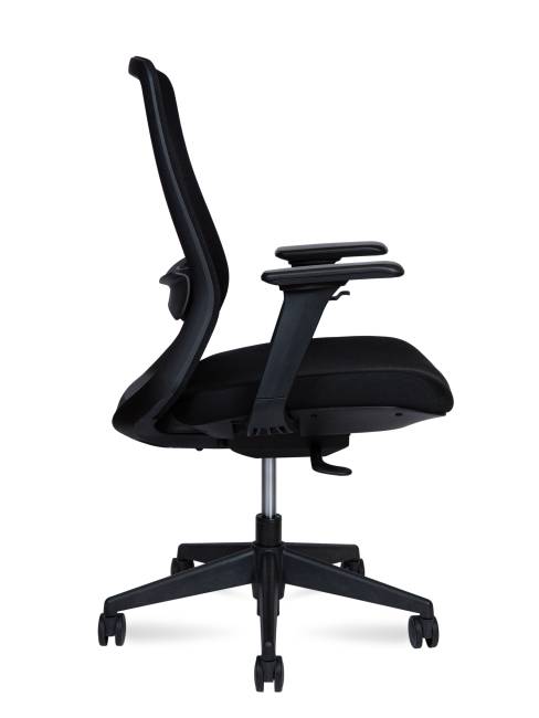 Кресло офисное / Комо LB блэк / Como LB black / черный пластик / черная сетка / черная ткань