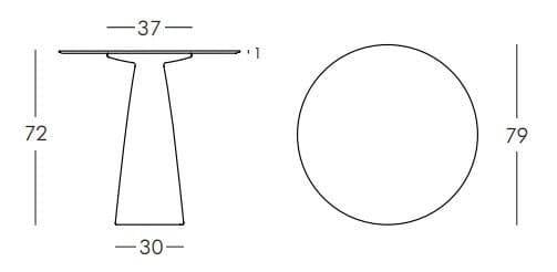 Стол из HPL пластика светящийся Hopla Lighting белый Ø790х720 мм