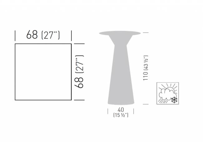 Стол ламинированный барный Roller Table 680х680х1100 мм