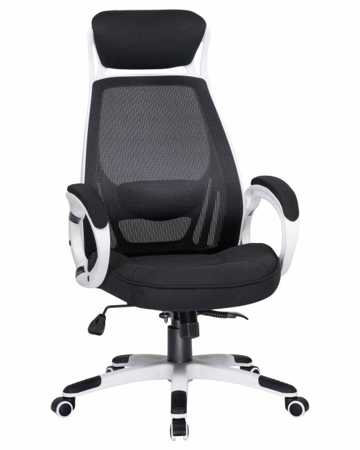 Офисное кресло для руководителей DOBRIN STEVEN WHITE, белый пластик, чёрная ткань