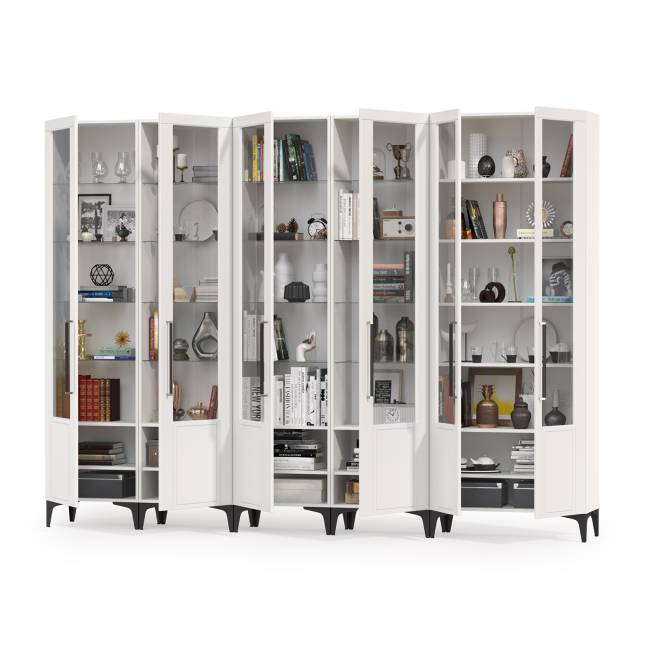 Библиотека белая Валенсия № 133 цвет белый шагрень