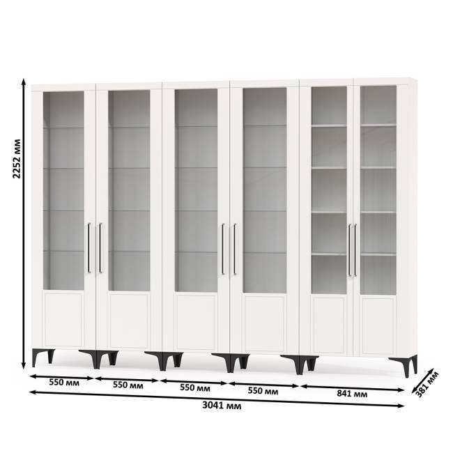 Библиотека белая Валенсия № 133 цвет белый шагрень