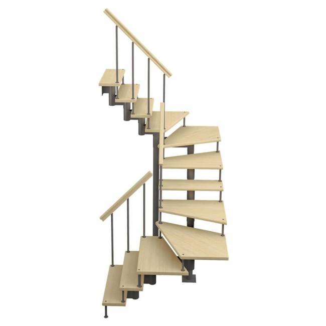 Модульная лестница Спринт - Классик (c поворотом на 180 градусов) Налево, Серый, 2880-3040