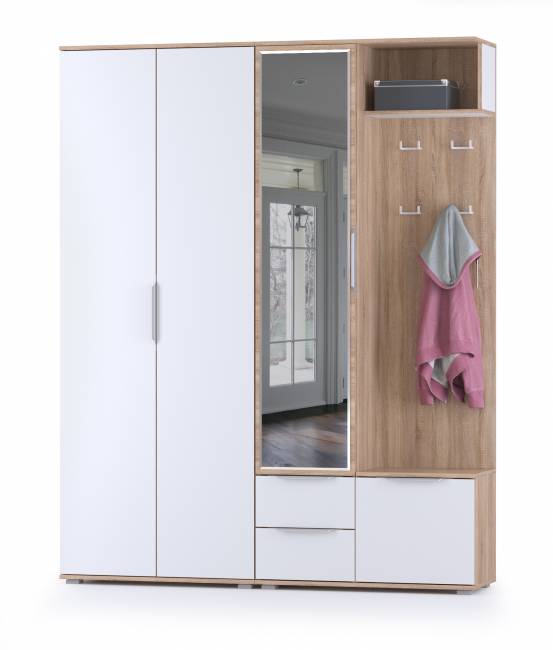 Прихожая с зеркалом Куба № 13 цвет дуб сонома/белый премиум